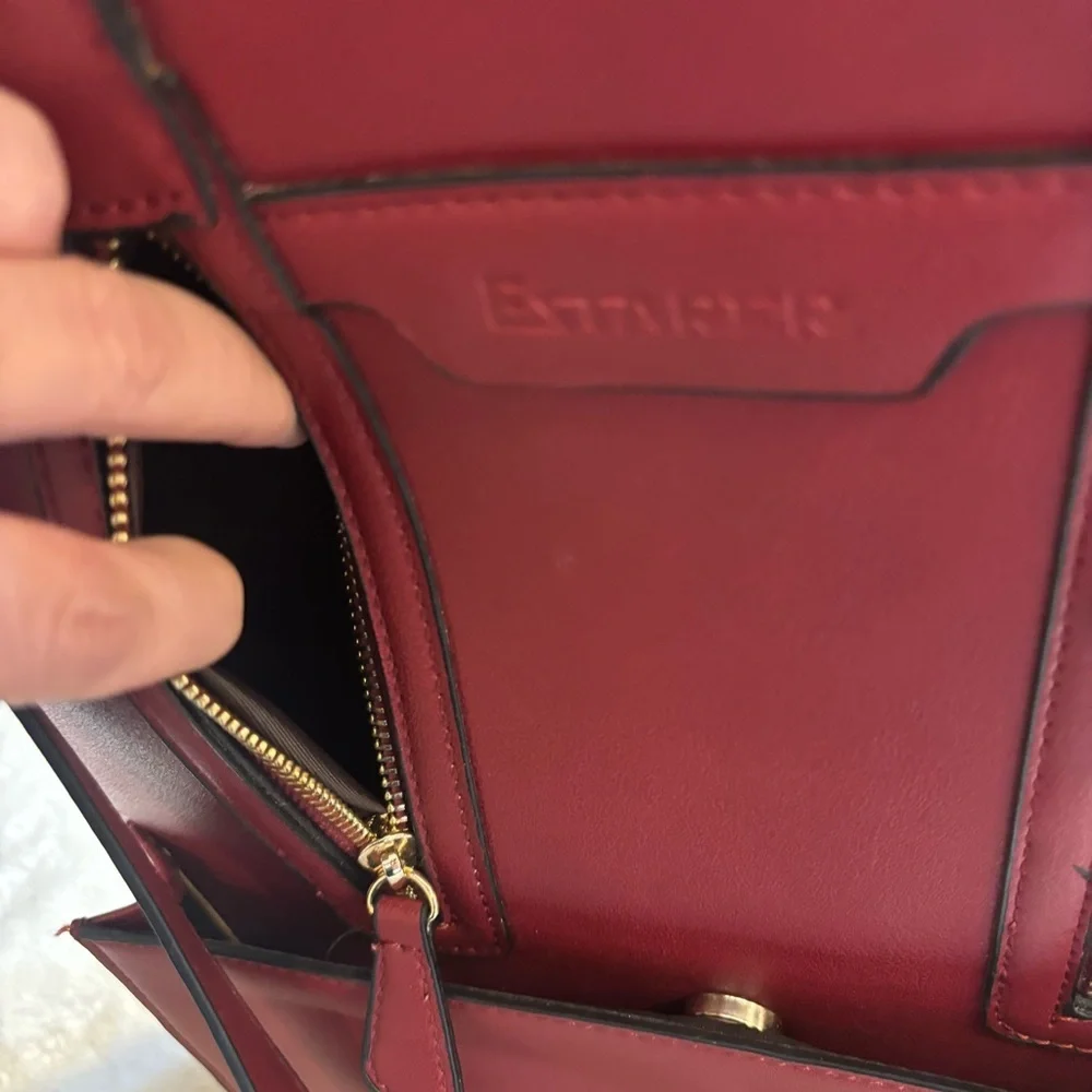 NEW Laptop Bag Estarer Burgundy Wine Faux Leather Gold Hardware Tote Bag NWOT